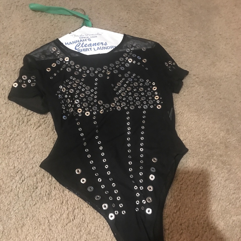 black studded body suit
